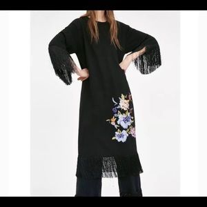 Zara midi dress with fringes size M